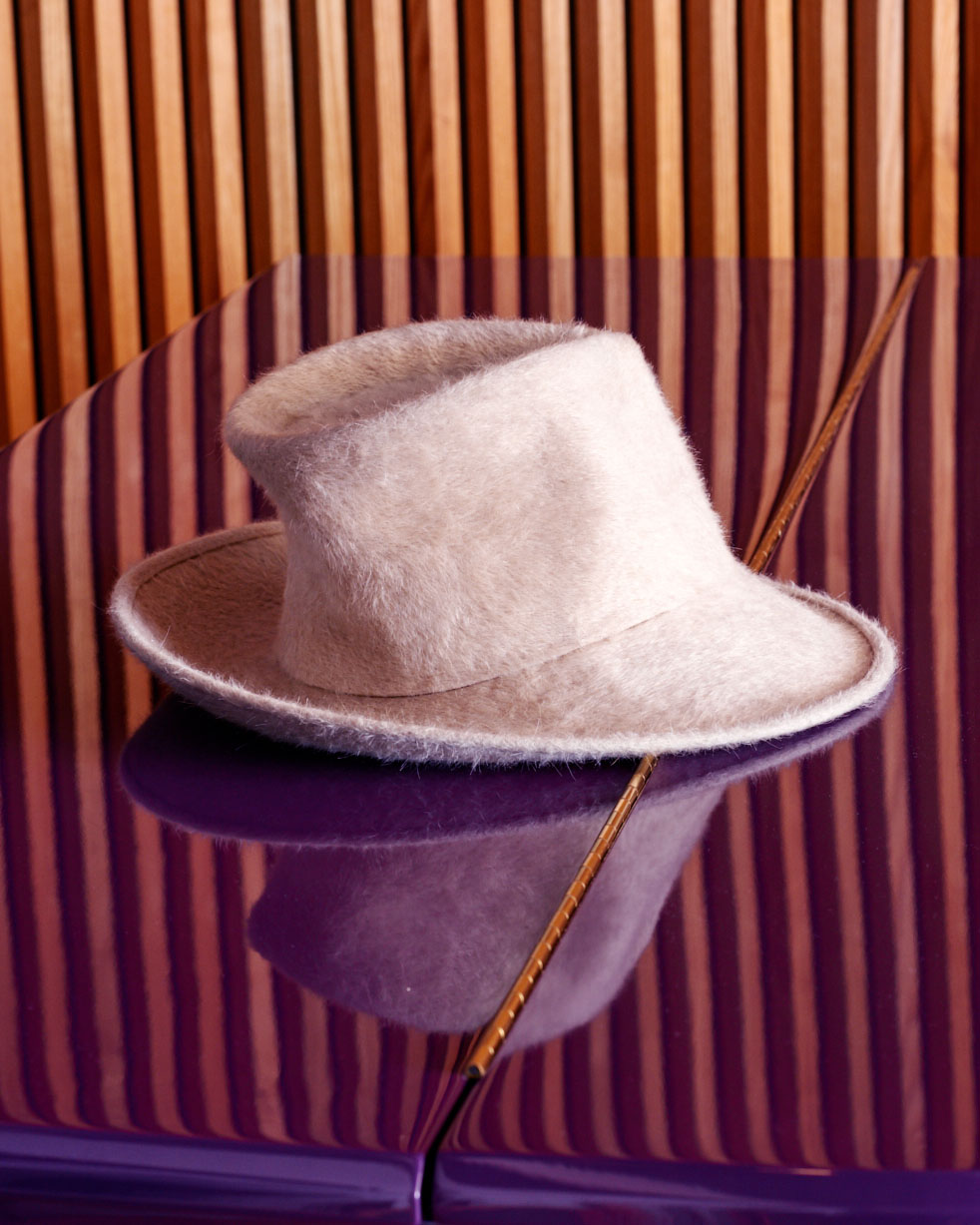  white felt hat on top of Prince purple piano in Paisley Park Prince for Oprah Magazine by Alison Gootee Photography 