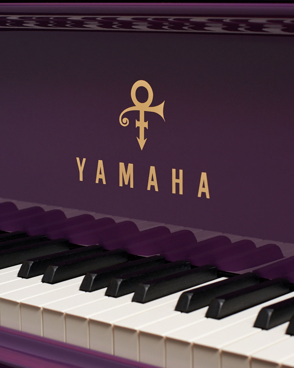 Purple piano in sound studio with Yamaha detail in Paisley Park Prince for Oprah Magazine by Alison Gootee Photography 