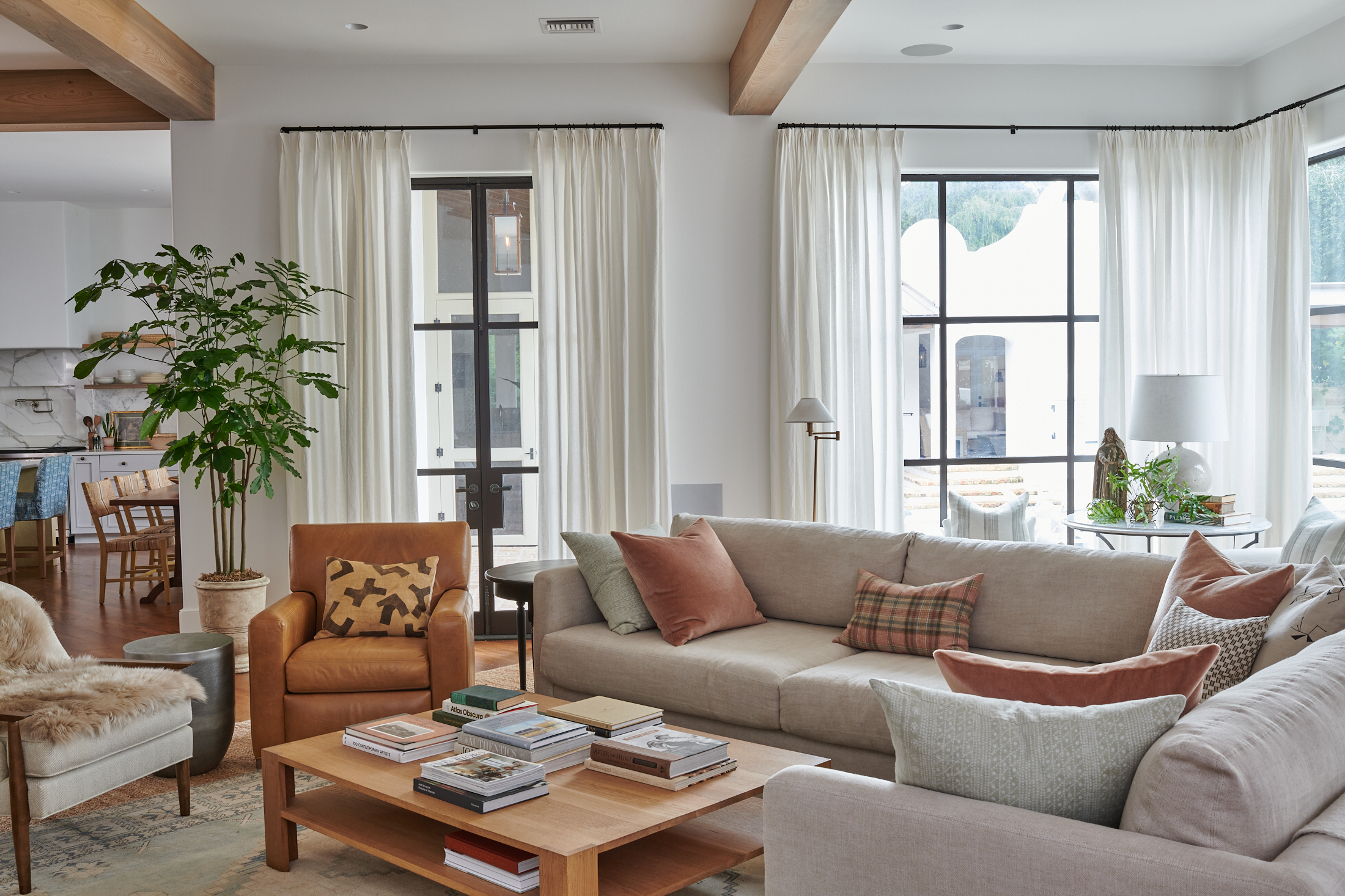 Living Room with leather seating and sectional by Alison Gootee Photography for Logan Killen Interiors 