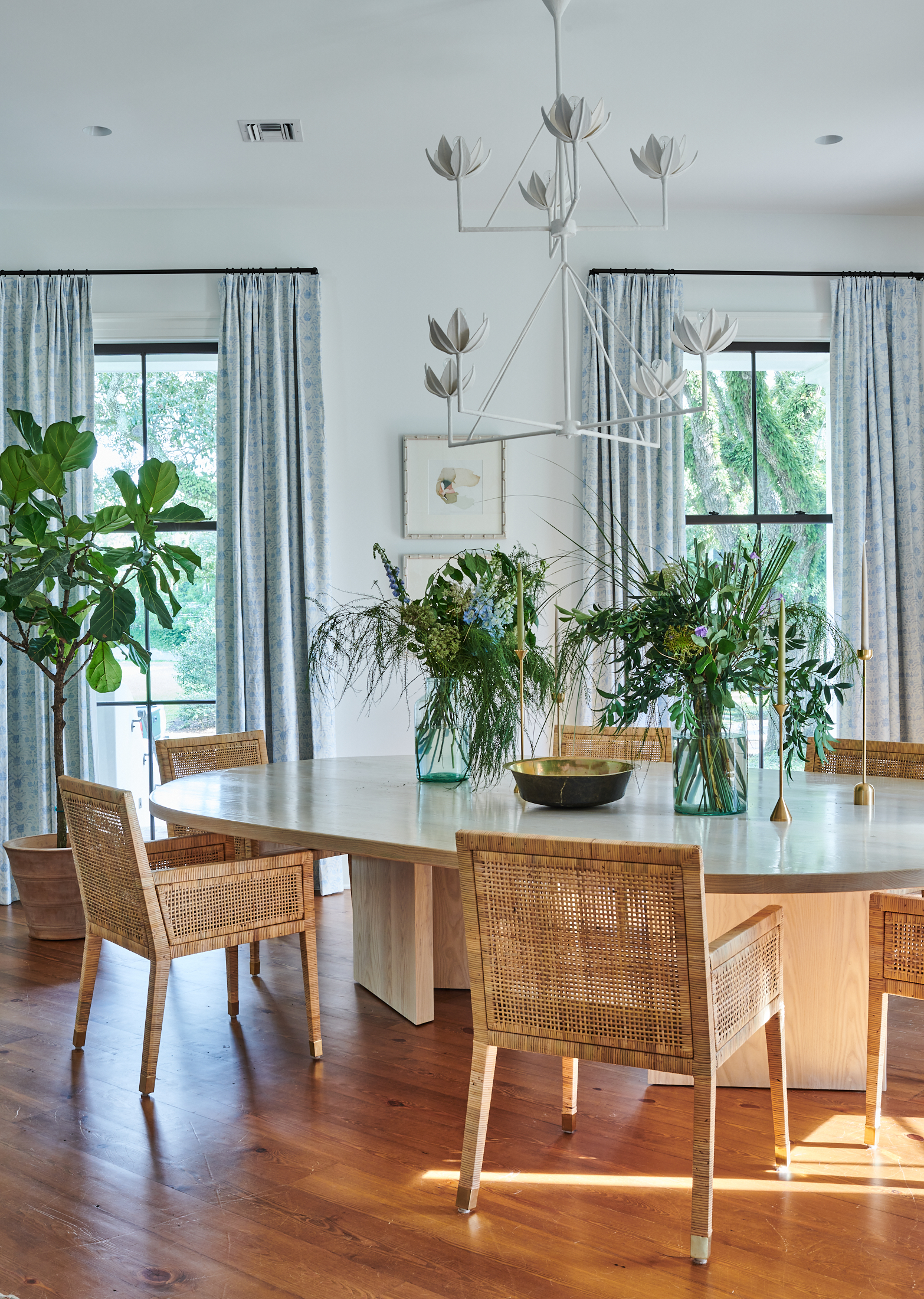 Dining Room with Julie Neill chandelier by Alison Gootee Photography for Logan Killen Interiors 