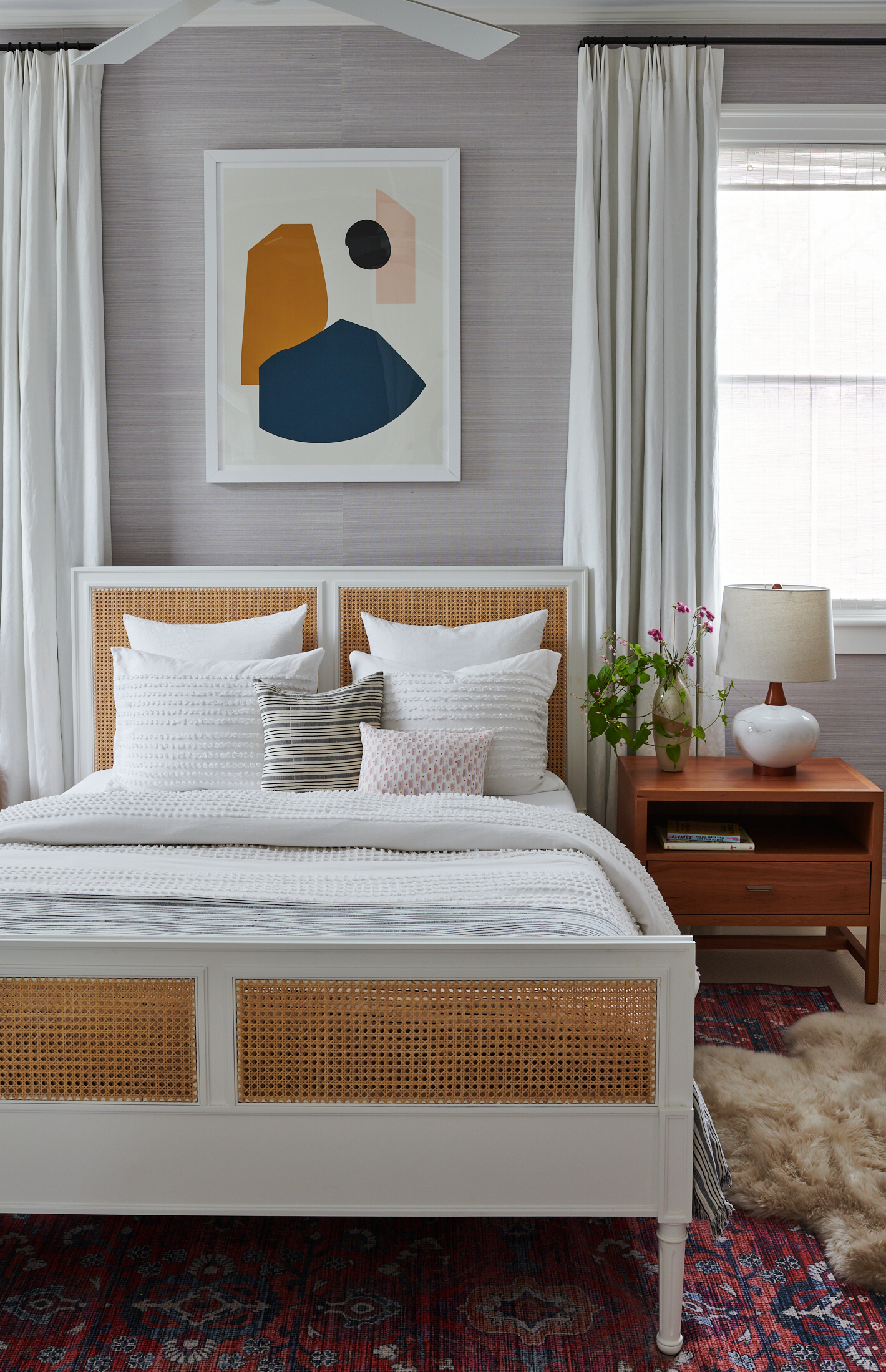 Graphic art about double bed by Alison Gootee Photography for Logan Killen Interiors 