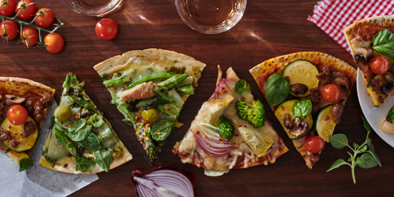4 slices of different pizza slices for Walmart by Alison Gootee Photography