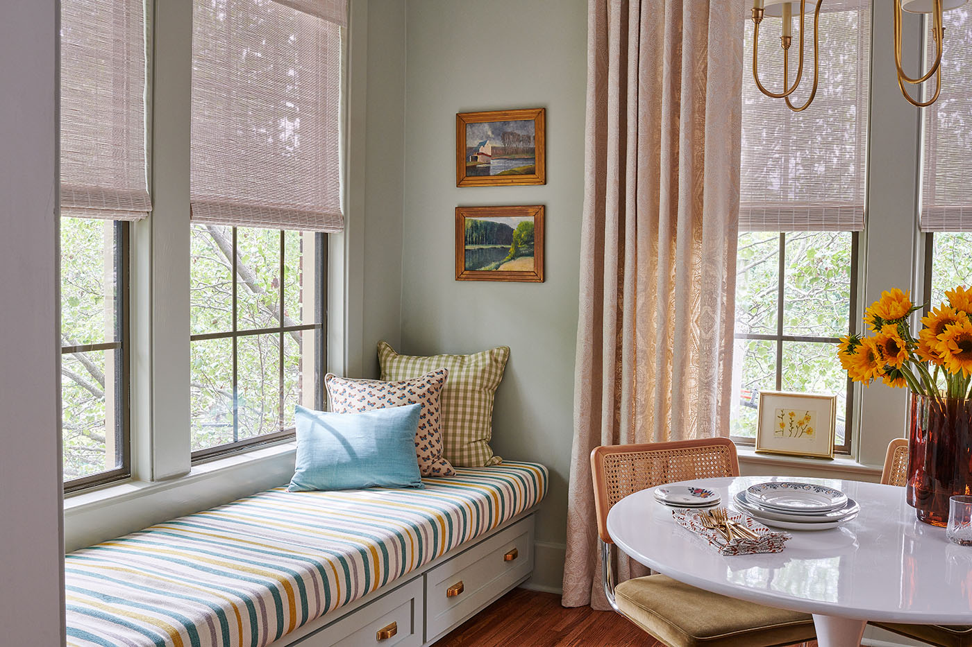 Dining nook with bench and table in Southern Living Magazine in Nashville by Alison Gootee Photography