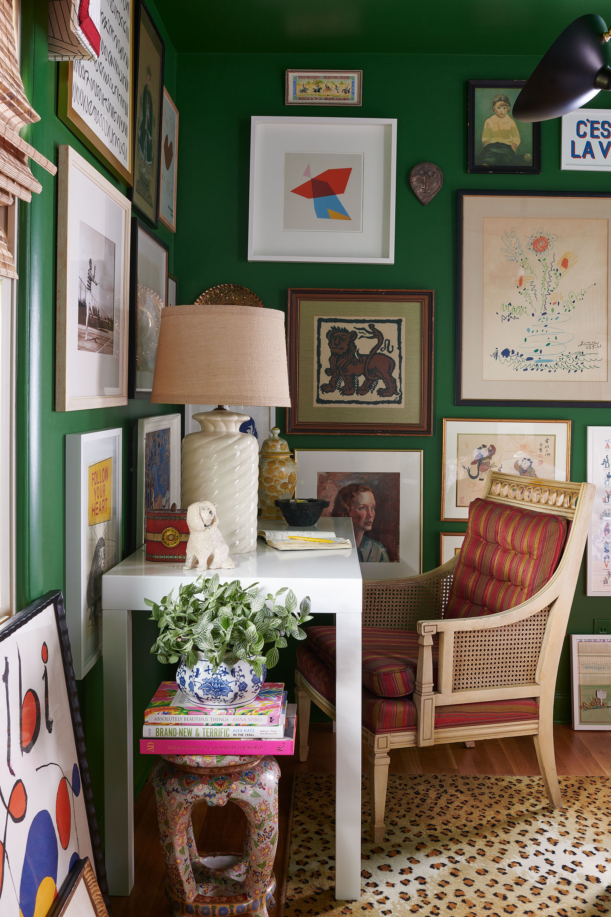 Desk with vintage gallery was in Nashville is interior photography by Alison Gootee Photography