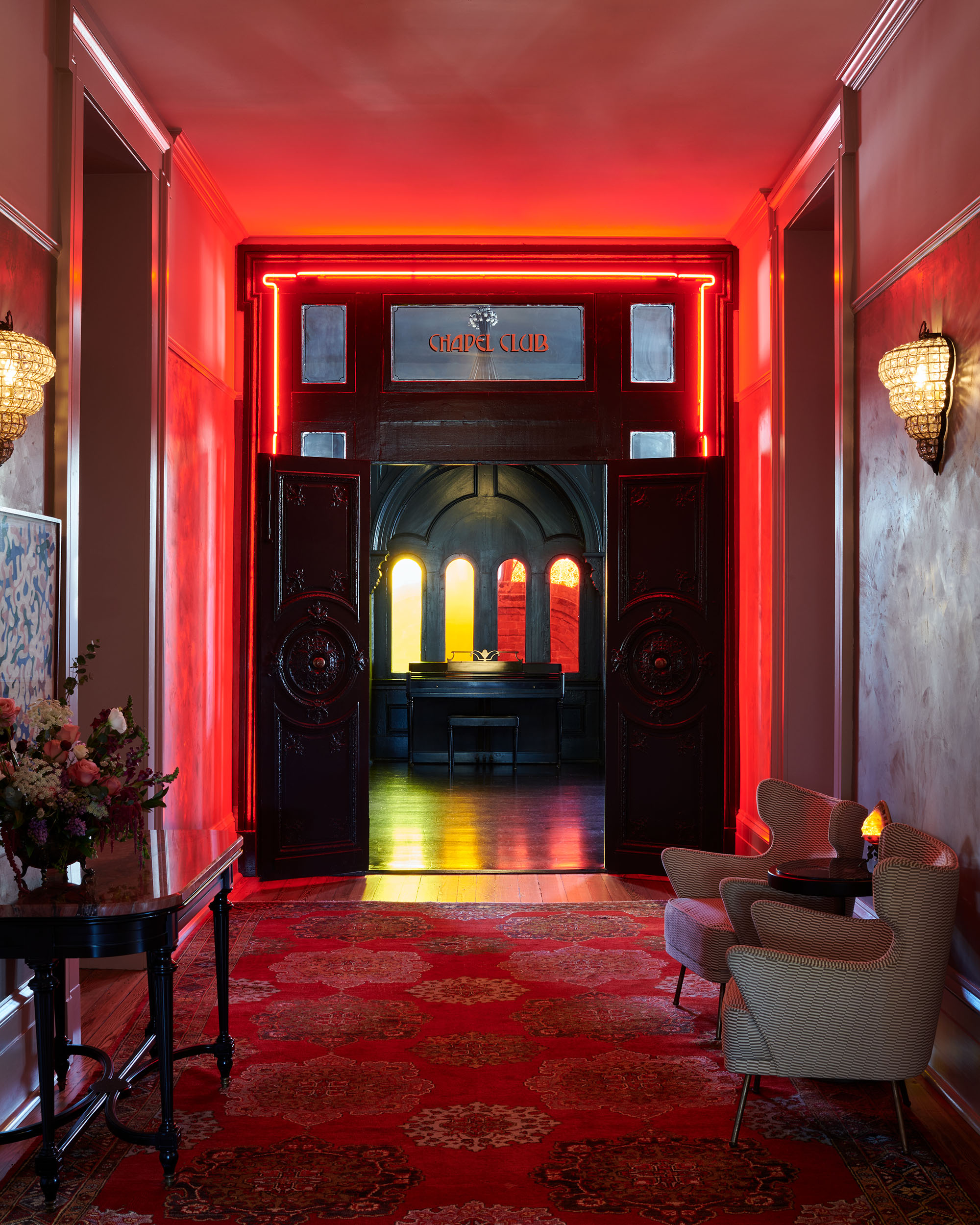 Chapel Club entrance in Hotel St.Vincent in New Orleans by Alison Gootee photography