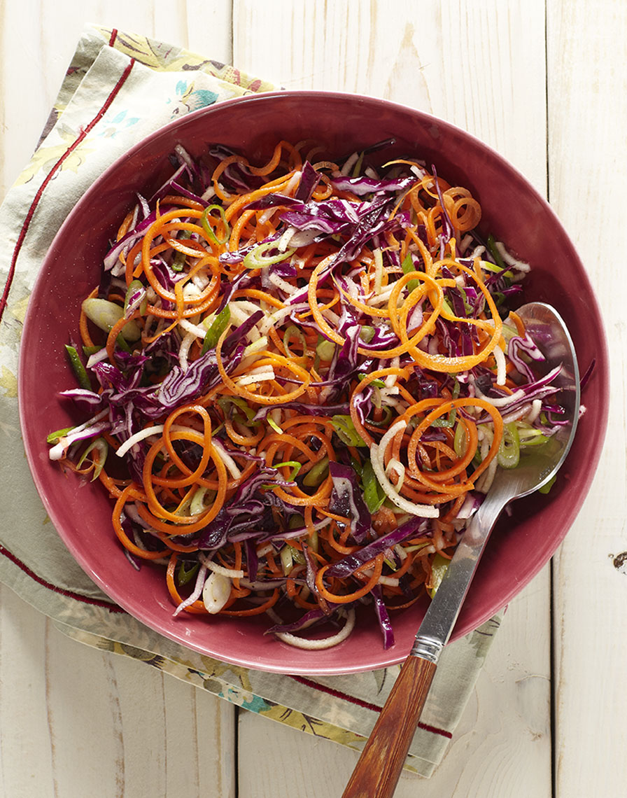 Serving bowl of colorful cole slaw is food photography by Alison Gootee Photography
