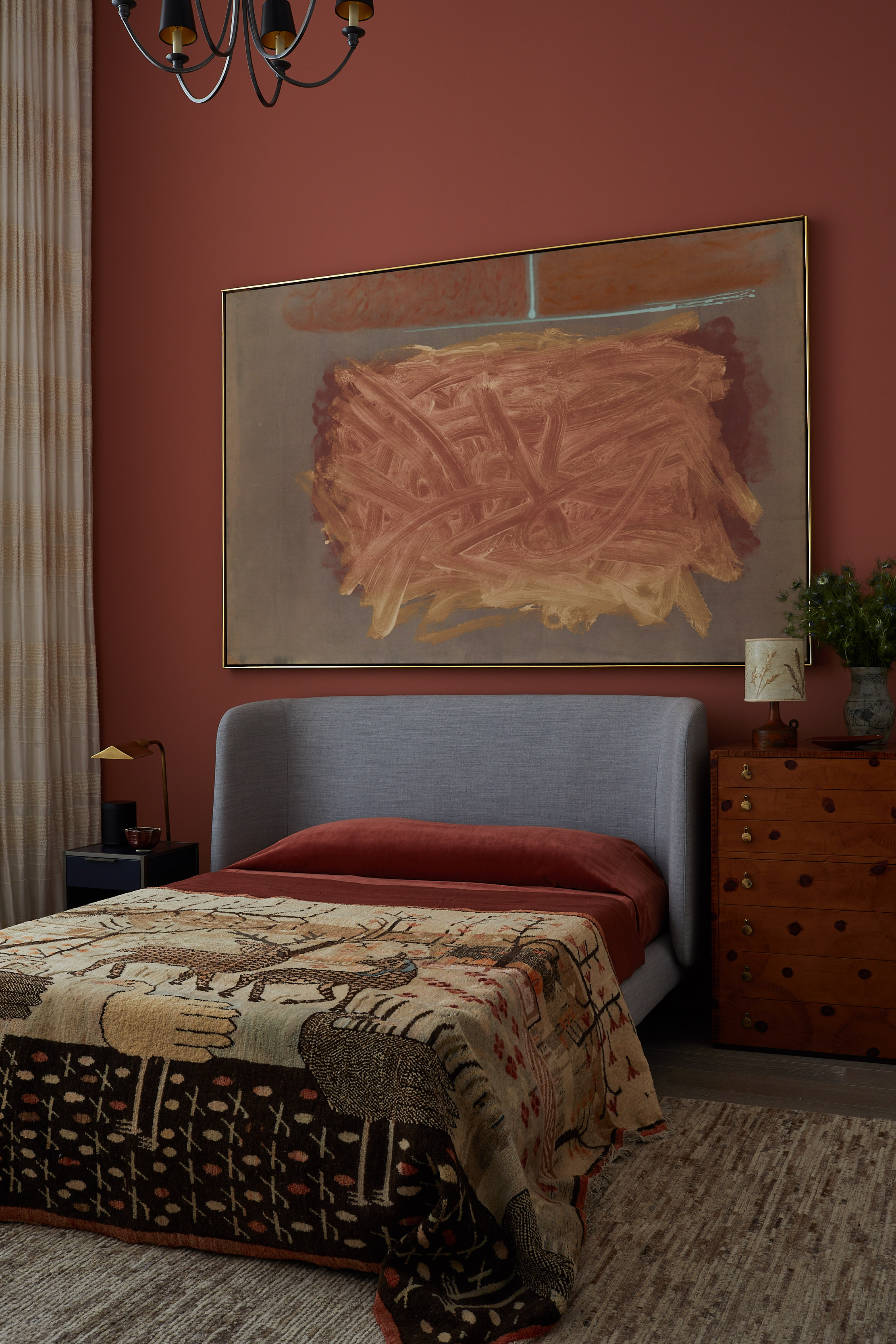 Modern Rust bedroom for Elle Decor Magazine by Alison Gootee Photography