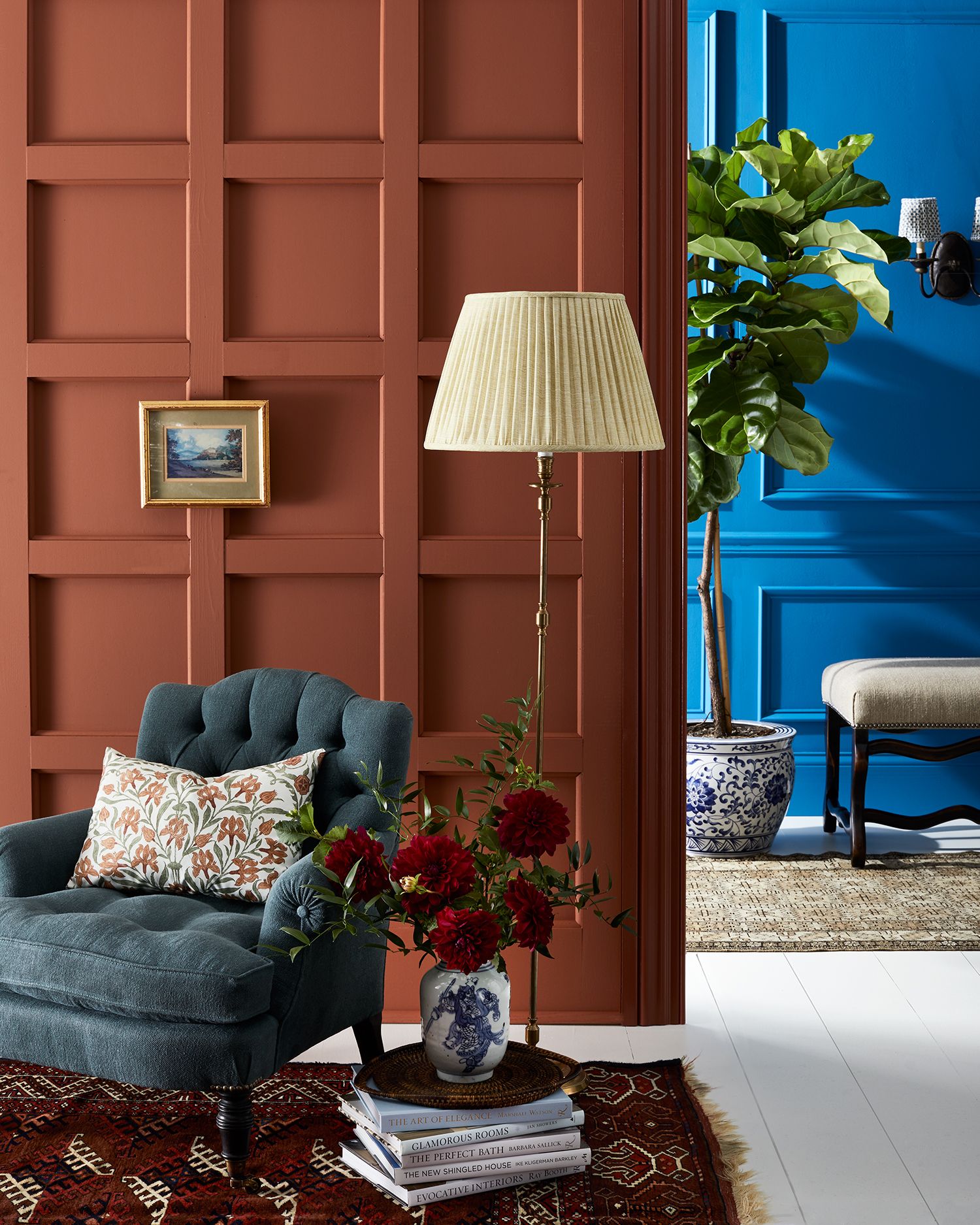 Rust and Blue room  for House Beautiful Magazine by Alison Gootee Photography