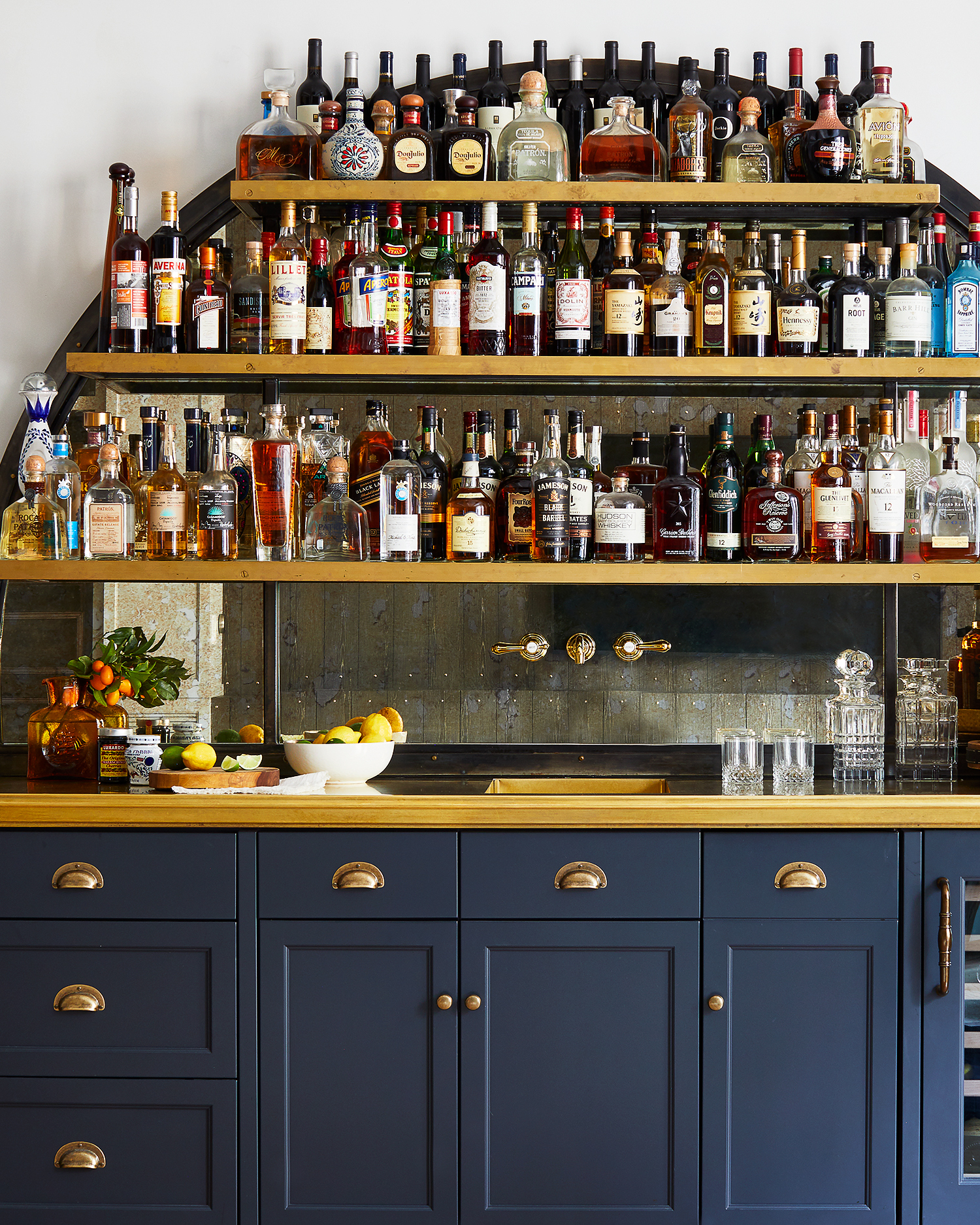 Mirrored Schulson Home Bar by Alison Gootee Photography 