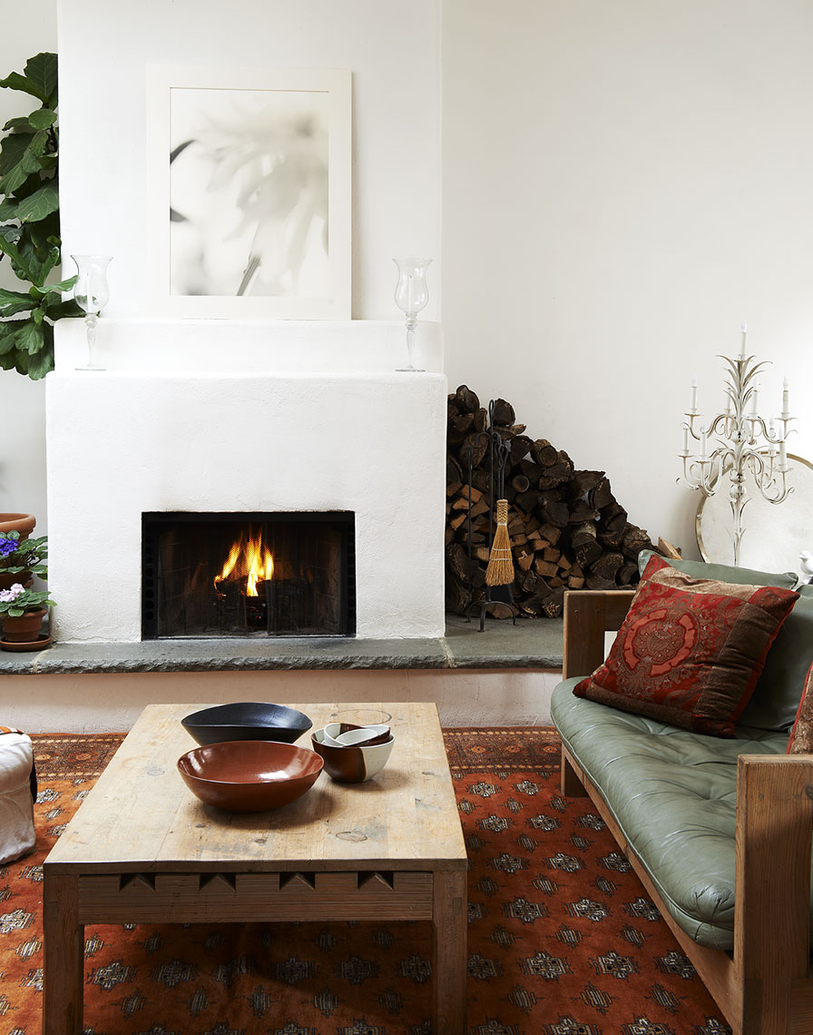 Fireplace in NYC loft apartment by Alison Gootee