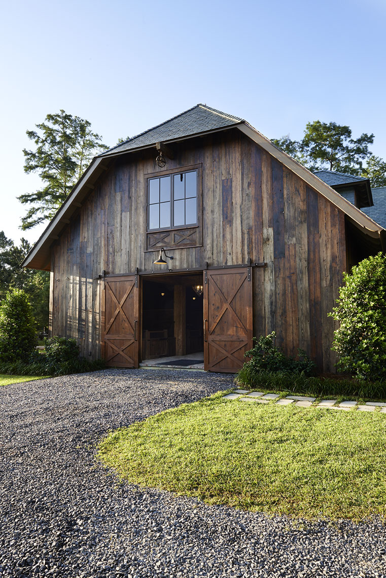 Barn exterior Talisheek Pearl River Camp by Melissa Rufty  in Garden and Gun Magazine by Alison Gootee photography
