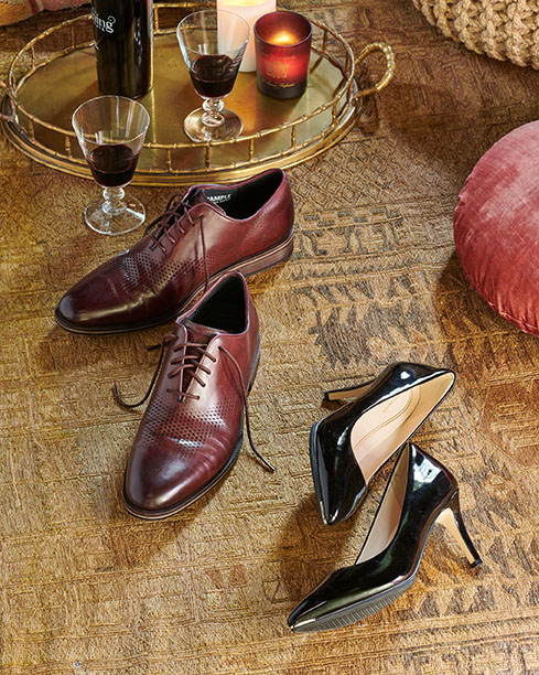 Dressy evening loafers and pumps on the floor by Alison Gootee Photography 