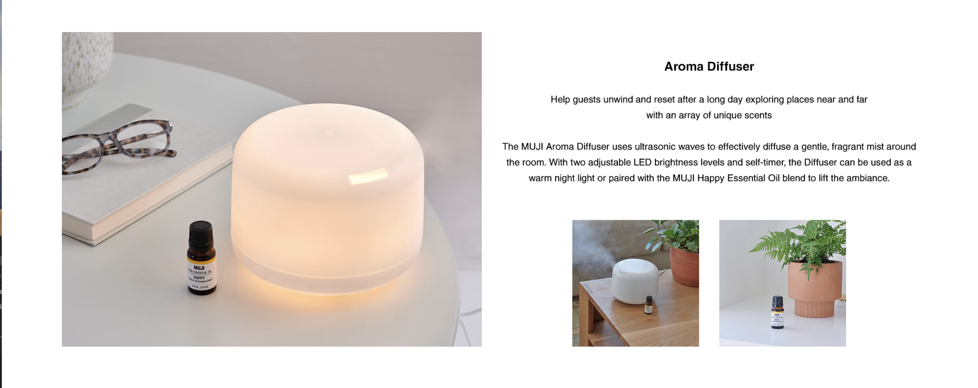Air bnb and muji ad with lgith up humidifier by Alison Gootee Photography