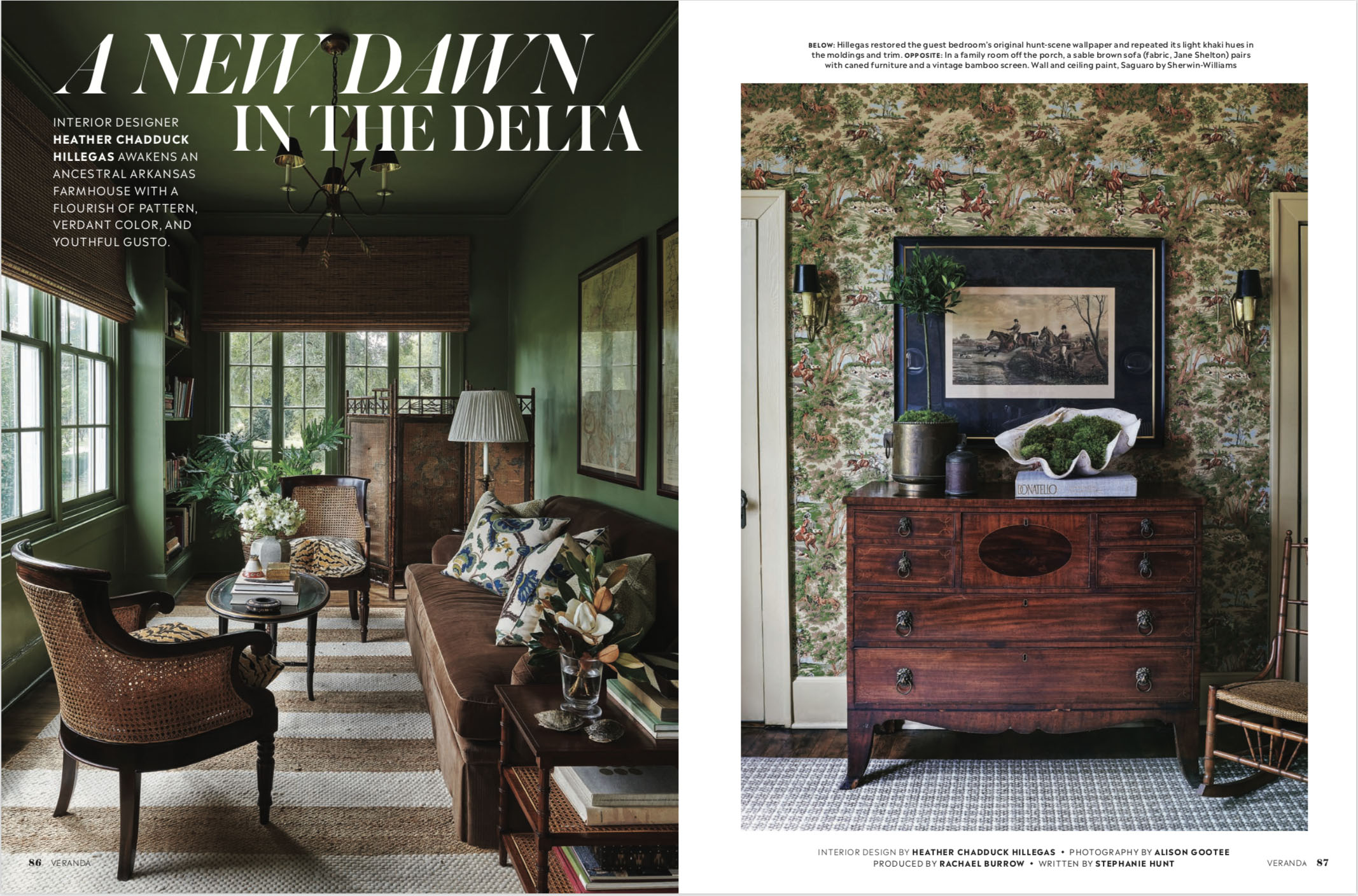 Spread of Arkansas Home by Heather Chadduck in Veranda Magazine by Alison Gootee photography